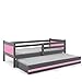 Produktbild Funktionsbett RINO 190x80cm grau/rosa inkl. Matratzen + Lattenroste