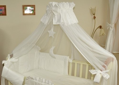 Luxury Baby Cot Bed Crown Canopy / Mosquito Net 480 cm Only MOON - WHITE