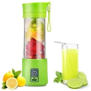 4 Blades Portable Rechargeable USB Juicer Bottle Blender with Charging Cable (400 ml, Multicolour)