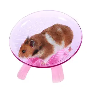 Wontee Hamster Flying Saucer Silent Running Exercise Wheel for Gerbil Rat Mouse Hedgehog Small Animals (Pink)