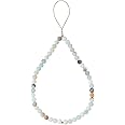 THE WHITE SHOP Cell Phone Lanyard Wrist Strap Handmade Natural Gemstone Phone Chain string Semi-Precious Gem Stones Beaded Phone Charm for Keychain Phone Hanging Accessories