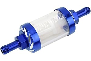 Windance Reusable Motorcycle Fuel Filter, 5/16" 8mm CNC Aluminum Alloy Glass Fuel Gasoline Oil Filter for ATV Dirt Pit Off-Road Bike Motocross (Blue)