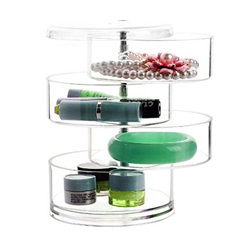 Hotrose Acrylic Jewellery Make-up Storage Holder with 4-Layer Swivel Box