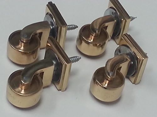 4x SMALL BRASS CASTOR SOCKETS, 32mm SQUARE SHALLOW CASTOR SOCKETS, FOR FURNITURE BEDS, SOFAS CHAIRS STOOLS ECT