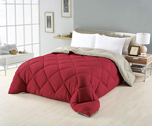 Relleno Nórdico, Edredón hipoalergénico de Fibra, Tacto Pluma, Otoño-Invierno, 350 gr/m², Varias Medidas, Color Granate/Gris (105 cm (180x240))