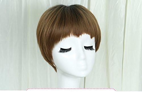 Eyebrow bangs Dog gnawing [the second element] Short hair lady wig Fringe Natural and realistic Fluffy short straight hair Wig sets Bobo head fake hair-E