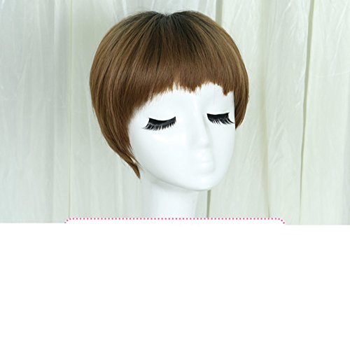 Eyebrow bangs Dog gnawing [the second element] Short hair lady wig Fringe Natural and realistic Fluffy short straight hair Wig sets Bobo head fake hair-E