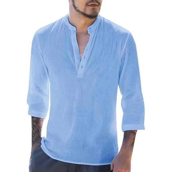 Runcati Jeanshemd voor heren, lange mouwen, regular fit, katoen, western vrijetijdshemd, lichte overgangsjas, donkerblauw, M