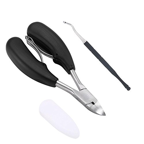 Preisvergleich Produktbild Aolvo Professionelle Präzisions-Nagelknipser für Dicke oder eingewachsene Zehennägel, medizinischer Edelstahl, mit weichem, Rutschfestem Griff Schwarz