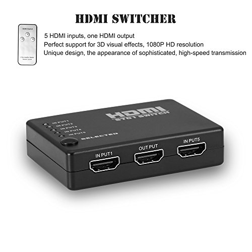 merkmak 5 Port Video HDMI Switch Splitter HDTV 1080P PS3 DVD + IR-Fernbedienung HDTV 5 Eingang 1 Ausgang Laptop für HD-DVD sky-hd STV PS3 XBOX 360 - 2