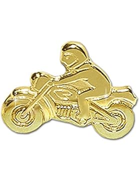 CLEVER SCHMUCK Goldener Single-Ohrstecker Motorradfahrer links glänzend 333 GOLD 8 KARAT