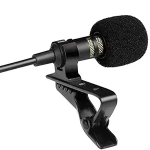 Exxelo Condenser Clip Microphone with 3.5mm Jack and 1.5m Cable for YouTube, Reels Videos and Audio Recording for All Smartphones/Pc/Laptop/DSLR Camera