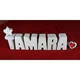 Beton, Steinguss Buchstaben 3 D Deko Schriftzug Namen TAMARA als Geschenk verpackt! Ein ausgefallenes Geschenk zur Geburt, Taufe, Geburtstag oder auch zu anderen Anlässen.