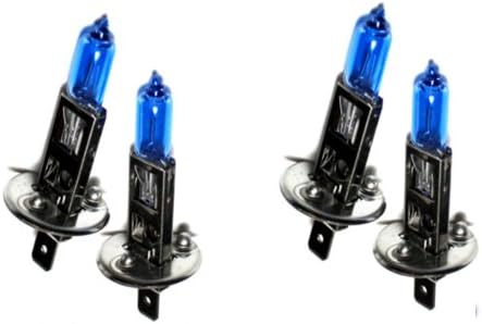 4 x H1 55w Super White Ultra Bright Headlight Bulbs 12V Xenon Look, Halogen Upgrade Car Vehicle (2 Pairs)