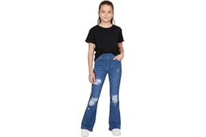 A2Z 4 Kids Girls Denim Jeans Comfort Stretchy Jeggings Bell Bottom Ripped Flared Pants Trendy Fashion Jeans for Girls Age 5-6, 7-8, 9-10, 11-12 & 13 Years
