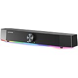 Altoparlanti PC Bluetooth 5.0, Soundbar per PC e TV, Altoparlante da Gioco Con Luci LED, Casse PC con USB, Jack AUX 3.5 mm, A