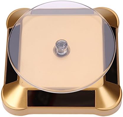 Amazingdeal365Solar Powered Showcase 360 Turntable Rotating Jewelry Watch Mobile Phones Ring Display Stand (Gold)