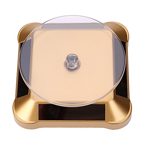 Amazingdeal365Solar Powered Showcase 360 Turntable Rotating Jewelry Watch Mobile Phones Ring Display Stand (Gold)