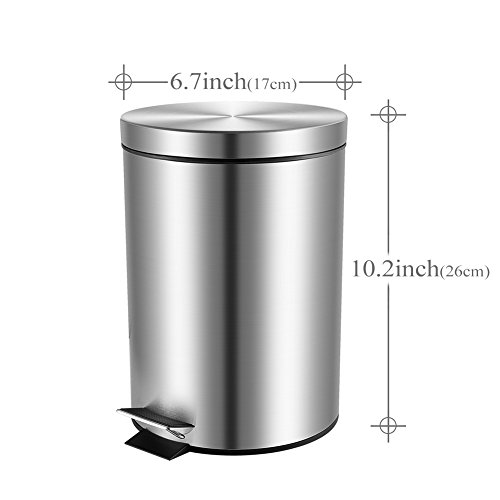 Fortune Candy (TM) rund Schritt Mini Badezimmer Trash kann Edelstahl mit Deckel Schließen passgenau, 0,8 l/3L - 5