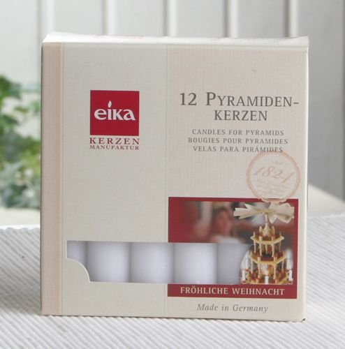 Eika-Pyramidenkerzen (12er Pack), 10,5 x 1,8 cm Ø (dick), Weiß