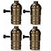 Produktbild GreenSun LED Lighting 4er Edison E27 Lampenfassung Schalter Antikes Messing Deckenfassung Fassung Socket Lampenfuss Retro Vintage Halter für Hängeleuchte Deckenleuchte Adapter Beleuchtung Sockel