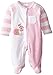 Absorba Baby Girls' "Birdhouse Cuties" Footed Coverall - heather gray/pink, 0 - 3 months
