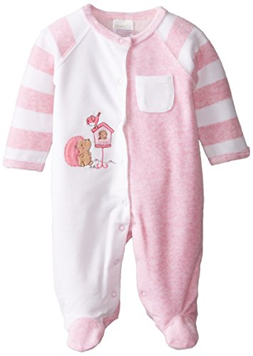 Absorba Baby Girls' "Birdhouse Cuties" Footed Coverall - heather gray/pink, 0 - 3 months