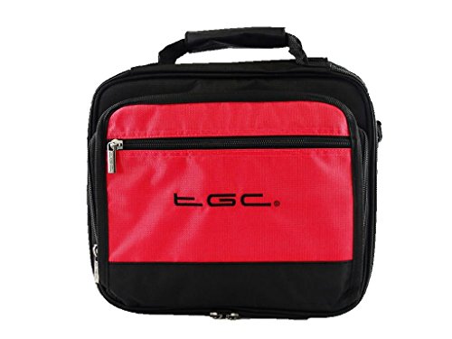 BW 12.1 Inch Portable DVD Player Twin Compartment Case Bag by TGC ® (Crimson Red & Black) - Image 3