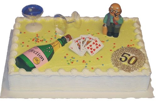 Cake Company Torten-Deko Set zum 50. Geburtstag mit „Abraham-Figur“ & Kuchen-Topper: „50“ | Kuchen-Deko mit 2 Sektgläsern, 1 Karten-Picker & 1 Sektflaschen-Aufleger aus Kunststoff | Motiv-Torten - 2