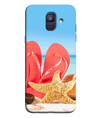 Printfidaa Samsung Galaxy A8 (2018), A530F, A530F/DS, Samsung Galaxy A8 (2018) Duos Back Cover Red Slippers with Starfish Printed Designer Back Case