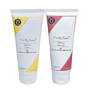 Fix My Curls Travel sized Protein Styling Bundle With Defining Hair Gel And Leave In Cream for High - Medium Porosity 2A- 2C hair 50 Gm Each
