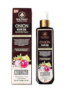 Near Nature Onion Hair Oil - Blend of 16 Natural Essential Oils - No Mineral Oil, Silicones & Synthetic Fragrance - 220 ml