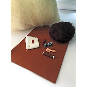 Stoffpuppe DIY Set braun zum Puppen machen nach Waldorf Art Schafwolle zum füllen Haarfarbe dunkel braun Afrika dark brown