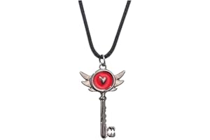 JUSONGKWCP Hazbins Hotels Halskette Cartoon Hazbins Hotels Angel Dust Figur Cosplay Necklace Accessories Anhänger Jewelry Halskette in Form Eines Schlüssels