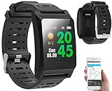 Optischer Herzfrequenz-Sensor für dynamische Messung • Kostenlose App für iOS ab 8.0 und Android ab 4.4: für Einstellungen, Auswertungen mit Fortschritt-Anzeige in Diagrammen (täglich/wöchentlich/monatlich/jährlich) und Smartphone-Zusatzfunktionen • Benachrichtigung bei eingehenden SMS, Anrufen, E-Mails, Nachrichten von WhatsApp und Facebook u.v.m. • Smartphone-Finder: Aktivieren des Smartphone-Klingeltons per Armband • Farbe: schwarz