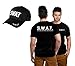 Produktbild ADULT SWAT TEAM T-SHIRT & CAP SET KIT FANCY DRESS COSTUME POLICE FBI TACTICAL MILITARY (Men: Large) by Wicked Fun