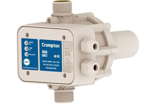 Crompton Water Pump AB-15I (Automatic Pump Controller) Pipe Leakage Detection Anti Jam Sensor Dry Run Protection Dry Run Auto Restart Suitable with any Surface Pump upto 1.5 HP