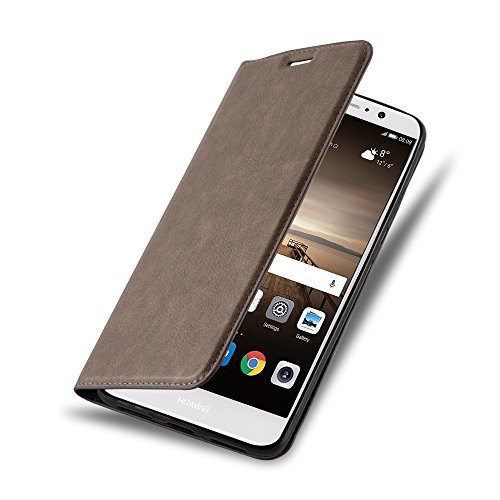 cadorabo Book Case works with Huawei MATE 9 in COFFEE BROWN - with Magnetic Closure, Stand Function and Card Slot - Wallet Etui Cover Pouch PU Leather Flip
