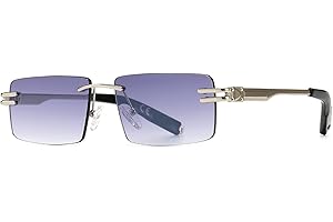 kachawoo Randlose Herren-Sonnenbrille mit Verlaufslinsen, Retro-Rechteck-Sonnenbrille für Männer und Frauen, rahmenlose Brille, modisches Markendesign
