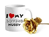 TIED RIBBONS Karva Chauth Special Gift for Hubby, Printed Coffee Mug with 24K Gold Plated Rose