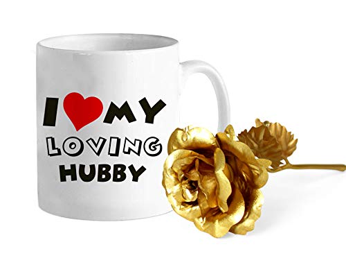 TIED RIBBONS Karva Chauth Special Gift for Hubby, Printed Coffee Mug with 24K Gold Plated Rose