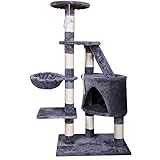 arbol para gatos kiwoko El diseño único y el diseño gris combinan perfectamente con la decoración existente de su hogar, que puede colocarse en cualquier lugar de la casa. Y este color no es tan fácil de ensuciar, mantén a tu mascota limpia y fresca
