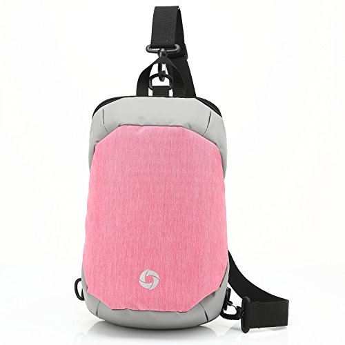 Fresion Sling Chest Shoulder Bag Casual Backpack Women Multi-pocket Durable Schoolbag Mini Rucksack Handbag Cute Messenger Bag fit up to Ipad/ Wallet 23cm x 10cm x 36cm Pink