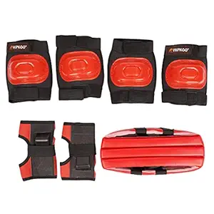 Hipkoo Sports 4 in 1 Kids/Youth Knee Pad, Elbow Pads, Wrist Guards and Head Guard Protective Gear Set for Roller Skates, Cycling, Biking, Inline Skating and Scooter Riding Sports (Red,Small,Set of 4)