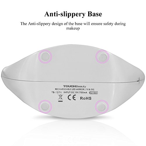 TOUCHBeauty TB-1276 Aufladbarer Kosmetikspiegel 1 X / 5 X Vergrößerung mit LED Beleuchtung Rasier- & Make Up-Spiegel Doppelseitiger 360° Drehbar - 8