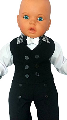 Taufanzug Baby Junge Kinder Kind Taufe Anzug Hochzeit Anzüge Festanzug, 4tlg , Schwarz-Weiß, Gr.74 K11A - 3