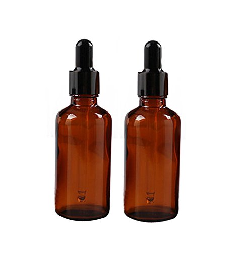 4PCS 50ml 1.7oz Empty Refillable Amber Glass Essential Oil Bottle Vial Container with Glass Eye Dropper
