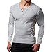 Produktbild Yazidan Männer Oben V-Ausschnitt Oberteile Taste Bluse Lange Ärmel Abschlag Passen Zur Seite Fahren Hemd Outfits Pure Farbe T-Shirt Beiläufig Mantel Herbst Sweatshirt Regulär Jacke(Grau,M)