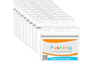 Fushing 50pcs Porte Badge,Porte-Cartes en Transparent,Porte Badge Plastique,Badge pour Carte d'identité, Carte de Bus, Carte de Visite(Plus Grande)