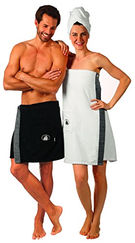 EGERIA® BLACK & WHITE SAUNA SERIE Saunatuch, Kimono, Kilt, Sarong sales by JOLTA® (Herren Kilt Black) - 2